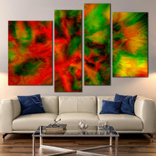 Load image into Gallery viewer, smoke shape wall art red green smoke 4 piece canvas abstract close up motion background canvas print for Your Living Room
