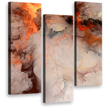 Load image into Gallery viewer, smoke  texture  wall  art  embossed  fractal  triptych  canvas  set  orange  white  fractal  abstract  3  piece  canvas  print
