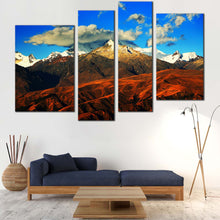 Load image into Gallery viewer, south america canvas print snow covered cordillera blanca mountain 4 piece ensemble canvas wall art In Living Room
