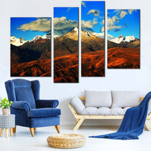 Load image into Gallery viewer, south america canvas print snow covered cordillera blanca mountain 4 piece ensemble canvas wall art 
