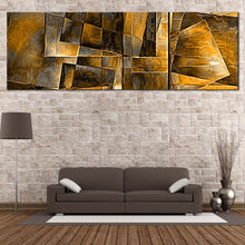 Load image into Gallery viewer, squares  abstract  wall  art  yellow  grey  panoramic  canvas  print  modern  pattern  artwork In Living Room
