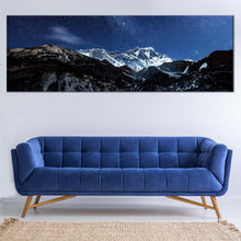 Load image into Gallery viewer, starry  himalayan  night  wall  art  blue  starry  sky  and  milky  way  desert  panoramic  canvas  print  for Living Room
