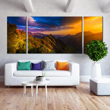 Load image into Gallery viewer, sunset landscape canvas print sequoia national park 3 piece triptych canvas wall art In Living Room
