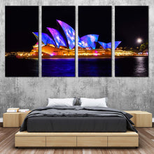 Load image into Gallery viewer, sydney nights wall art beautiful city skyline canvas print orange sydney opera house 4 piece multi canvas for your Bedroom
