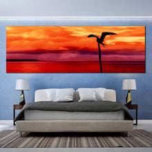 Load image into Gallery viewer, tobago  island  canvas  print  flying  bird  silhouette  panoramic  canvas  beautiful  orange  sky  red  sea  1  piece  wall  art  for  bedroom
