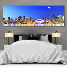 Load image into Gallery viewer, toronto  lakeside  wall  art  blue  city  panoramic  canvas  print  canada  yellow  reflection  1  piece  canvas  artwork  for  bedroom
