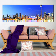 Load image into Gallery viewer, toronto  lakeside  wall  art  blue  city  panoramic  canvas  print  canada  yellow  reflection  1  piece  canvas  artwork  for Living Room
