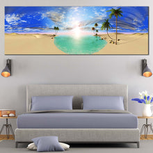 Load image into Gallery viewer, tranquil  desert  lake  canvas  wall  art  green  trees  and  cloudy  sky  1  piece  canvas  print  for  bedroom
