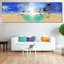 Load image into Gallery viewer, tranquil  desert  lake  canvas  wall  art  green  trees  and  cloudy  sky  1  piece  canvas  print In Living Room
