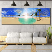 Load image into Gallery viewer, tranquil  desert  lake  canvas  wall  art  green  trees  and  cloudy  sky  1  piece  canvas  print  for Living Room
