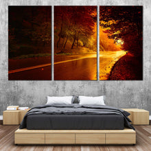 Load image into Gallery viewer, tranquil nature walk canvas wall art beautiful yellow forest nature triptych canvas print for Bedroom
