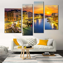 Load image into Gallery viewer, venice city canvas wall art captivating blue grand canal 4 piece ensemble canvas print for Living Room
