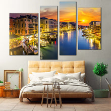 Load image into Gallery viewer, venice city canvas wall art captivating blue grand canal 4 piece ensemble canvas print for your Bedroom
