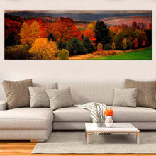 Load image into Gallery viewer, vermont  scenery  canvas  wall  art  peaceful  red  trees  landscape  panoramic  view  canvas  print  for  Living Room
