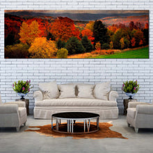 Load image into Gallery viewer, vermont  scenery  canvas  wall  art  peaceful  red  trees  landscape  panoramic  view  canvas  print In Living Room
