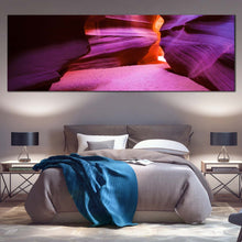 Load image into Gallery viewer, vibrant  antelope  canyon  canvas  wall  art  purple  arizona  desert  panoramic  canvas  print  for  bedroom
