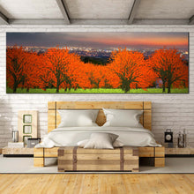 Load image into Gallery viewer, vibrant  orange  trees  landscape  canvas  wall  art  cloudy  grey  sky  panoramic  canvas  print  for  bedroom For Bedroom
