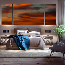 Load image into Gallery viewer, vibrant  sunset  abstract  canvas  print  3  piece  orange  sky      red  clouds  wall  art  for  bedroom
