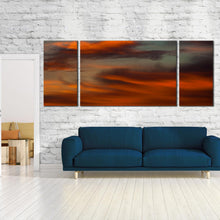 Load image into Gallery viewer, vibrant  sunset  abstract  canvas  print  3  piece  orange  sky      red  clouds  wall  art  for Living Room
