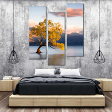 Load image into Gallery viewer, wanaka  new  zealand  alone  tree  wall  art  beautiful  blue  mountains  lake  3  piece  canvas  print  for  bedroom
