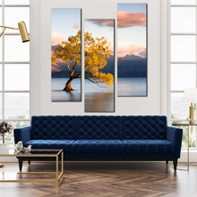 Load image into Gallery viewer, wanaka  new  zealand  alone  tree  wall  art  beautiful  blue  mountains  lake  3  piece  canvas  print  for  living  room
