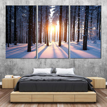 Load image into Gallery viewer, winter tranquility black trees strains triptych canvas  For Bedroom
