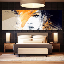 Load image into Gallery viewer, woman  abstract  canvas  art  fashion  illustration  orange  portrait  for bedroom
