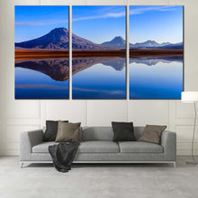 Load image into Gallery viewer, Atacama Lake Canvas Print, Blue Lejia Lake Triptych Canvas Wall Art, Brown Chile Atacama Desert 3 Piece Canvas Set For Living Room
