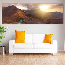 Load image into Gallery viewer, Emerald Lakes Canvas Print  Tongariro National Park Wide Canvas  Tongariro Alpine Crossing Mountain Panoramic Canvas  Yellow New Zealand Sunrise Canvas Wall Art For Living Room
