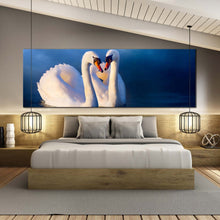 Load image into Gallery viewer, 1  panel  wall  decor  White  Swans  couple  in  Love  passionate In Bedroom
