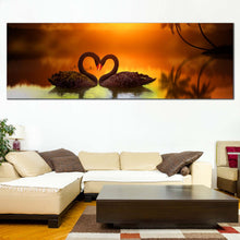 Load image into Gallery viewer, 1  panel  wall  decor  black  swans  lake  romance  sunset  background In Living Room
