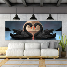 Load image into Gallery viewer, 1  piece  canvas  home  decor  Beautiful  Black  Swans  in  Love  Grey  Background For Living Room
