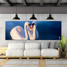 Load image into Gallery viewer, 1  piece  canvas  home  decor  Beautiful  White  Swans  in  Love  blue  Background For Living Room
