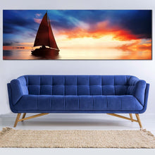 Load image into Gallery viewer, 1  piece  large  wall  art  blue  ocean  sailboats  mountains  sunset For Living Room
