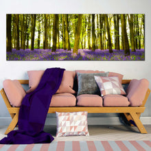 Load image into Gallery viewer, 1  piece  sunbeams  on  carpet  of  bluebells  purple  green  forest  oxfordshire In Living Room
