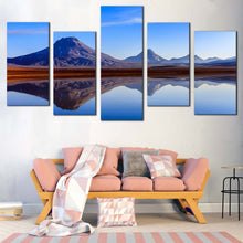 Load image into Gallery viewer, Mountain Water Canvas Wall Art Brown Chile Atacama Desert Multiple Canvas Blue Atacama Lake Canvas Print Lejia Lake 5 Piece Canvas In Living Room
