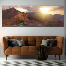 Load image into Gallery viewer, Emerald Lakes Canvas Print  Tongariro National Park Wide Canvas  Tongariro Alpine Crossing Mountain Panoramic Canvas  Yellow New Zealand Sunrise Canvas Wall Art In Living Room
