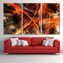 Load image into Gallery viewer, 3D Abstract Canvas Print Orange Abstract Deep Patterns Multiple Canvas Black Abstract Fractal 3 Piece Canvas Wall Art For Living room
