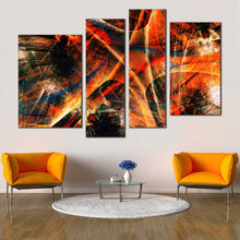 Load image into Gallery viewer, 3D Abstract Canvas Print Orange Abstract Deep Patterns Multiple Canvas Black Abstract Fractal 4 Piece Canvas Wall Art
