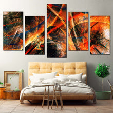 Load image into Gallery viewer, 3D Abstract Canvas Print Orange Abstract Deep Patterns Multiple Canvas Black Abstract Fractal 5 Piece Canvas Wall Art
