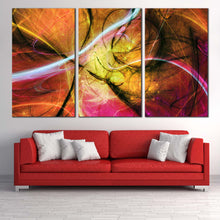 Load image into Gallery viewer, 3D abstract canvas wall art, including abstract electric fractal 3-piece canvas prints and colorful abstract canvas set For Living Room
