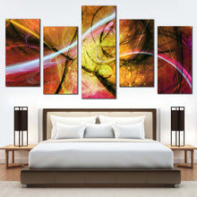 Load image into Gallery viewer, 3D Abstract Canvas Wall Art Abstract Electric Fractal 5 Piece Canvas Print Colorful Abstract Canvas Set
