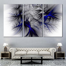 Load image into Gallery viewer, 3D Abstract Canvas WallArt Blue Abstract Art Print Canvas Set Black Fractal Abstract Design 3 Piece Canvas Print In Living Room
