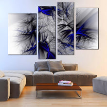 Load image into Gallery viewer, 3D Abstract Canvas Wall Art Blue Abstract Art Print Canvas Set Black Fractal Abstract Design 4 Piece Canvas Print
