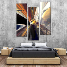 Load image into Gallery viewer, 3D  Abstract  Canvas  Wall  Art  Yellow  Modern  Abstract  Canvas  Print  Grey  Black  Abstract  Patterns  Bedoom  3  Piece  Canvas  Set For Bedroom
