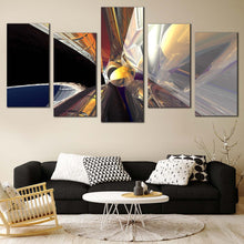 Load image into Gallery viewer, 3D Abstract Canvas Wall Art Yellow Modern Abstract Canvas Print Grey Black Abstract Patterns  5 Piece Canvas Set
