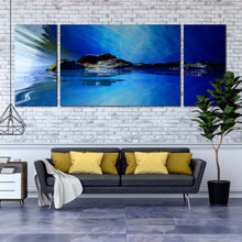 Load image into Gallery viewer, 3D  Beautiful  Orange  Sunset  Blue  Ocean  Triptych  photography  prints For Living Room
