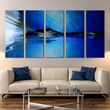 Load image into Gallery viewer, 3D Calm Blue Ocean Beautiful Mountains 5 Piece canvas photography For Living room
