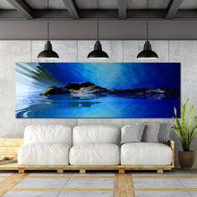 Load image into Gallery viewer, 3D  Calm  Blue  Ocean  Beautiful  Mountains  Paronamic  canvas  photography In Living Room
