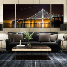 Load image into Gallery viewer, 3  Panel  Majestic  East  Span  Bridge  At  Dawn  Decor For Bedroom
